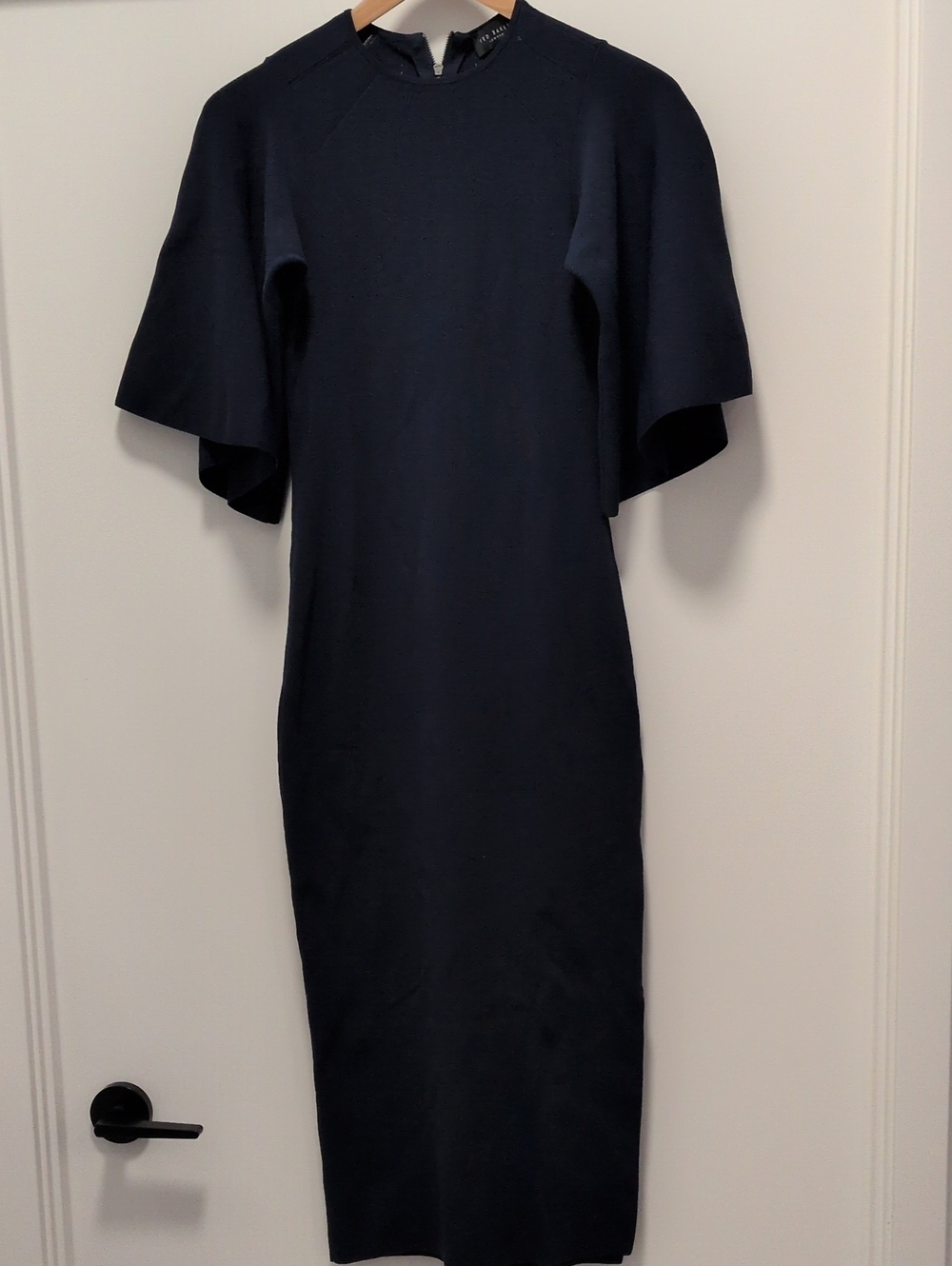 Women's Navy Short-Sleeve Midi Dress